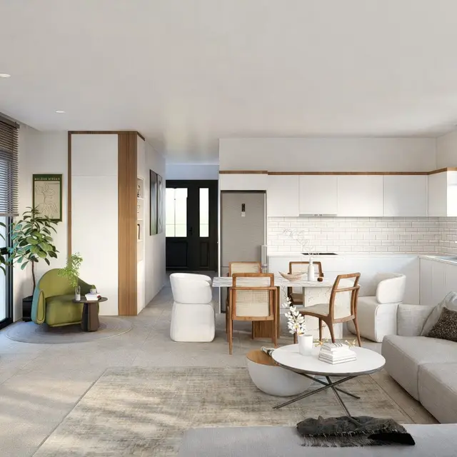 Offene Küche und Wohnzimmer